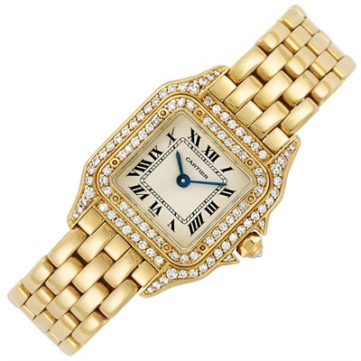 Lot 116 - Lady's Gold and Diamond 'Panther' Wristwatch, Cartier
