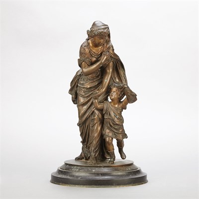 Lot 482 - French Bronze Group of a Classical Mother and...