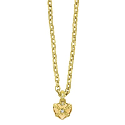 Lot 3328 - Gold, Citrine and Diamond Heart Pendant-Necklace, Judith Ripka
