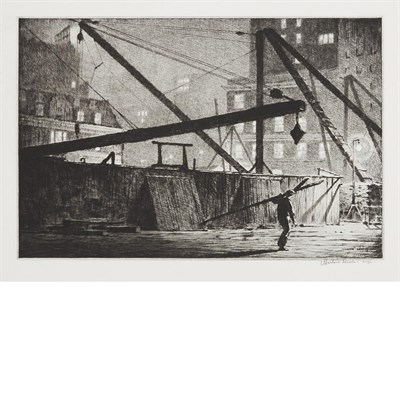 Lot 95 - Martin Lewis (1895-1992) DERRICKS AT NIGHT...