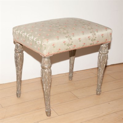 Lot 392 - Continental Painted and Upholstered Stool...