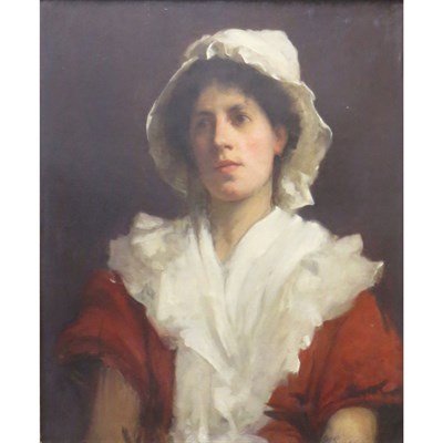Lot 21 - English School 19th Century Woman in a Red...