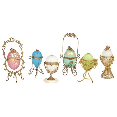 Lot 389 - Group of French Metal Mounted Opaline Glass...
