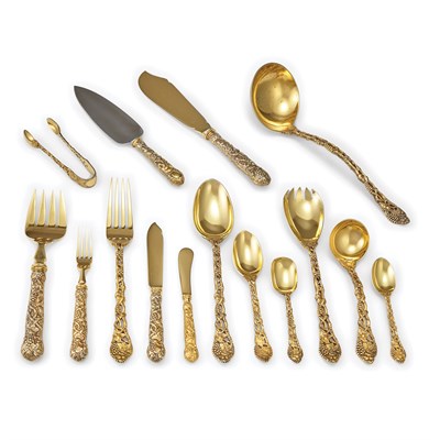 Lot 233 - Assembled Elizabeth II Silver-Gilt Flatware...