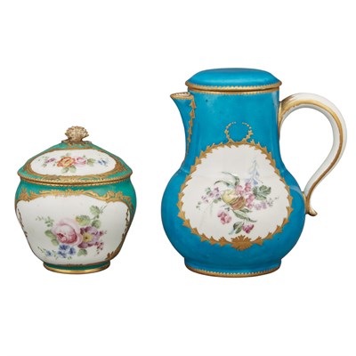 Lot 291 - Sevres Style Porcelain Covered Milk Jug...