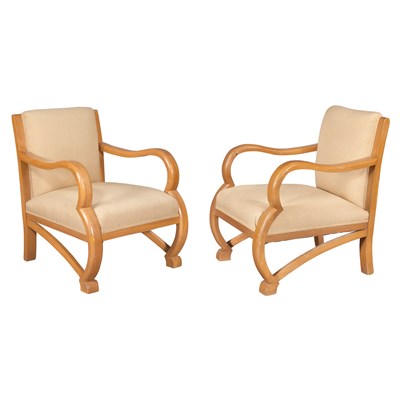Lot 179 - Pair of Art Deco Style Armchairs Laminated...