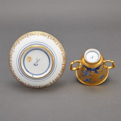 Lot 303 - Meissen Hausmaler Porcelain Two-Handled Beaker...