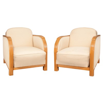 Lot 178 - Pair of Art Deco Style Armchairs Laminated...