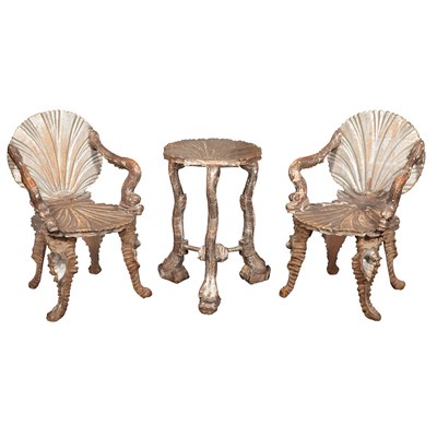 Lot 157 - Italian Rococo Style Silvered and Painted...