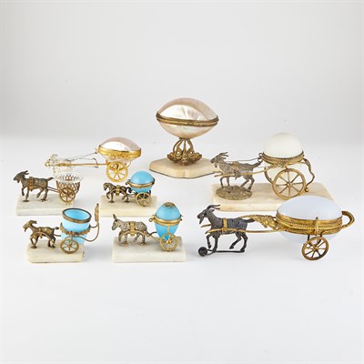 Lot 402 - Group of French Metal and Opaline Glass Egg...
