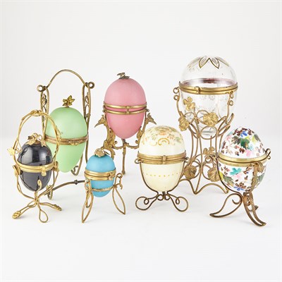 Lot 395 - Group of French Gilt-Metal Mounted Glass Egg...