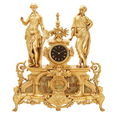 Lot 259 - Neoclassical Style Gilt-Metal and Onyx Figural...
