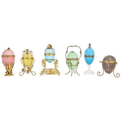 Lot 398 - Group of French Gilt-Metal Mounted Glass Egg...