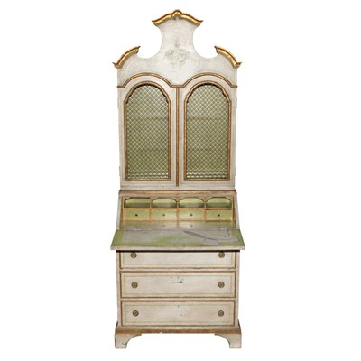Lot 412 - Venetian Style Gray Painted and Parcel Gilt...