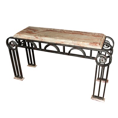 Lot 276 - Art Deco Marble Top Iron Console Height 33...