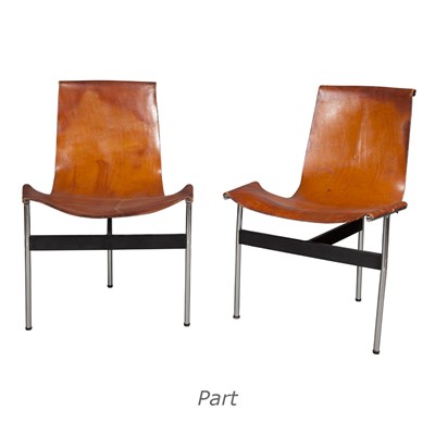 Lot 178 - Set of Four Leather and Chrome T-Chairs...