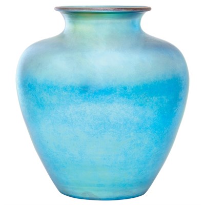 Lot 409 - Carder Steuben Blue Aurene Glass Vase Circa...