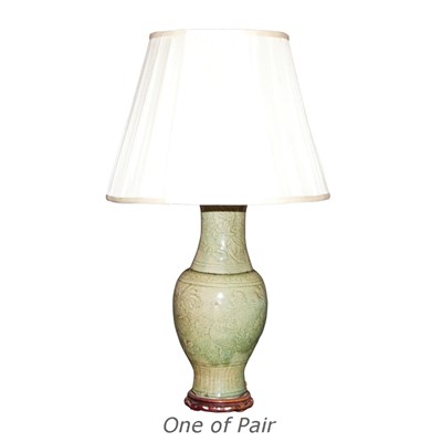 Lot 172 - Two Chinese Celadon Glazed Porcelain Lamps...