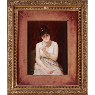 Lot 377 - KPM Painted Porcelain Plaque of a Maiden Late...