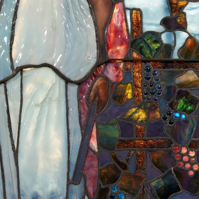Lot 416 - American Art Nouveau Painted and Leaded...