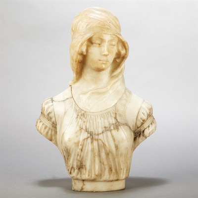 Lot 398 - Italian Art Nouveau Carved Alabaster Bust of a...