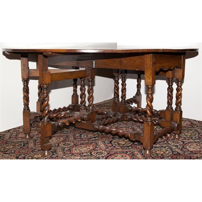 Lot 190 - Jacobean Style Oak Drop-Leaf Dining Table...