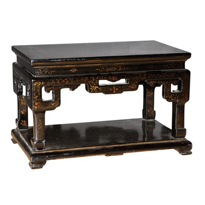 Lot 140 - Chinese Gilt Decorated Black Lacquered Low...