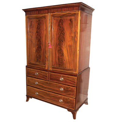 Lot 425 - George III Style Mahogany Linen Press Height 6...