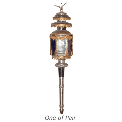 Lot 126 - Pair of Silver Painted and Gilt-Metal Carriage...