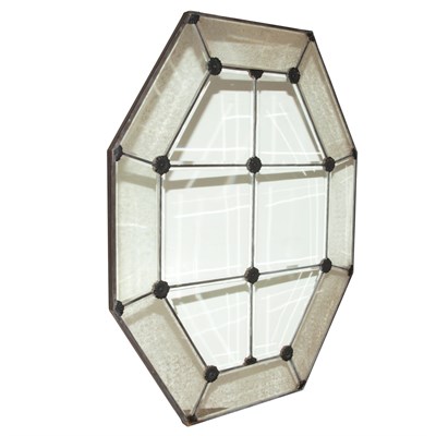 Lot 248 - Rustic Metal and Mirror Framed Mirror Height...