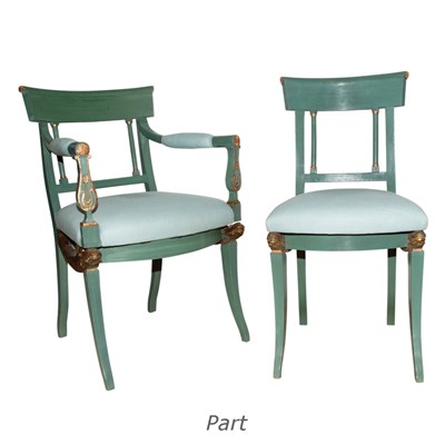 Lot 258 - Set of Twelve Empire Style Blue Painted Dining...