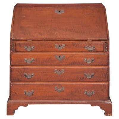 Lot 142 - Chippendale Figured Maple Slant-Front Desk...