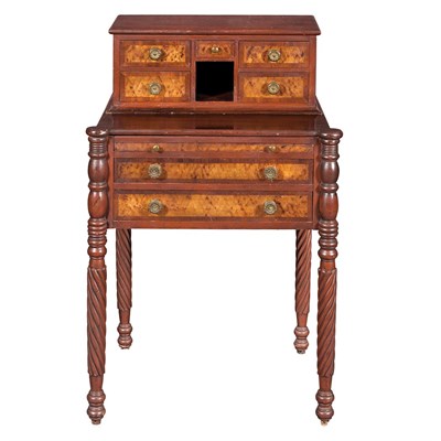 Lot 203 - Classical Mahogany and Maple Work Table 19th...