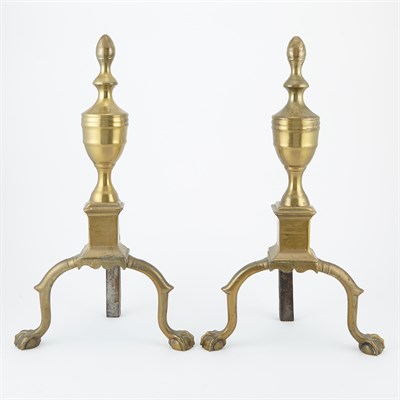 Lot 225 - Pair of Chippendale Style Brass and Iron...