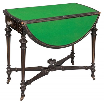 Lot 247 - American Ebonized Drop-Leaf Games Table...