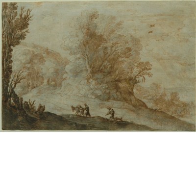 Lot 23 - Paul Brill Belgian, 1554-1626 Travelers on a...