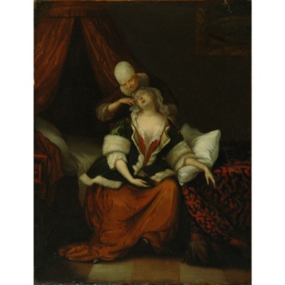 Lot 75 - Dutch School 17th Century Lovesick Girl Oil on...
