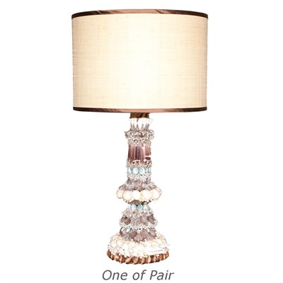 Lot 125 - Pair of Shell Lamps Each with a shade. Height...