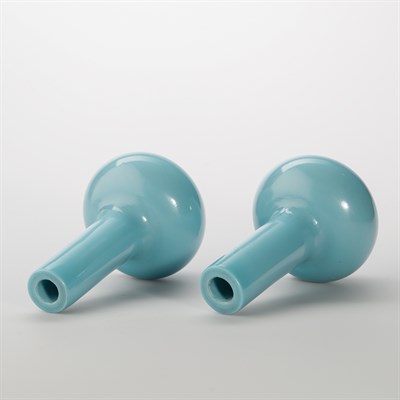 Lot 371 - Two Similar Chinese Sky Blue Glass Bottle...