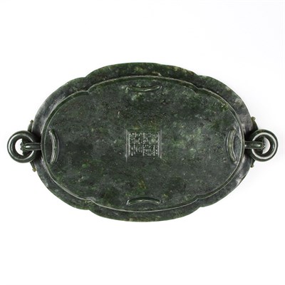 Lot 354 - Pair of Large Chinese Spinach Green Jade...