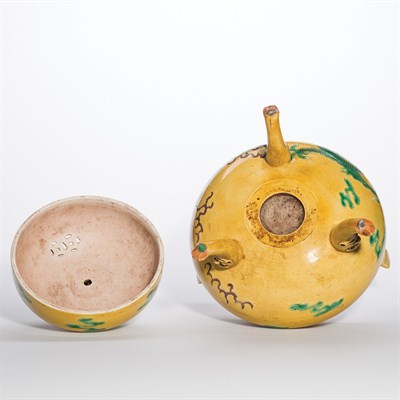 Lot 266 - Chinese Green, Brown and Yellow Glazed...