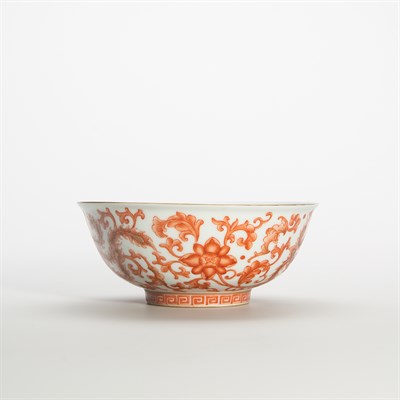 Lot 417 - Chinese Gilt and Iron Red Glazed Porcelain...