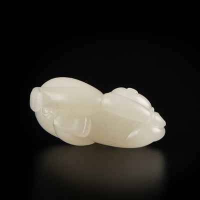 Lot 365 - Chinese White Jade Boy Qing Dynasty Carved as...