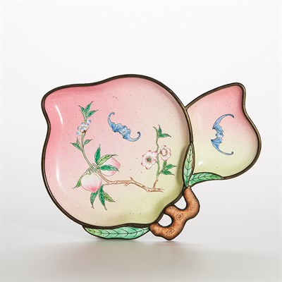 Lot 206 - Chinese Enameled Double Peach-Form Tray 19th...