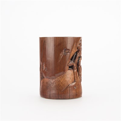 Lot 158 - Chinese Bamboo Brushpot Qing Dynasty Carved in...