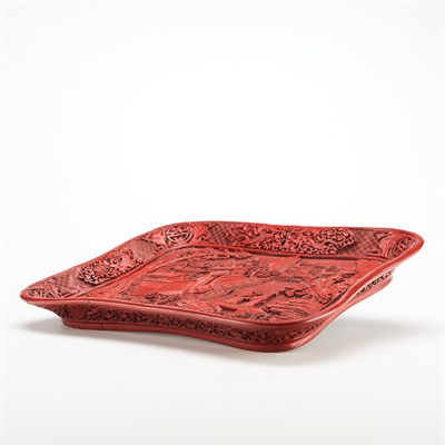Lot 392 - Chinese Cinnabar Lacquer Tray Qing Dynasty The...