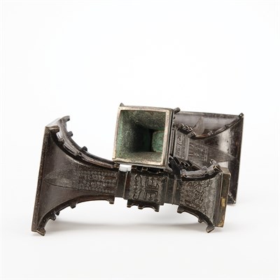 Lot 303 - Pair of Chinese Bronze Fanggu 19th Century...