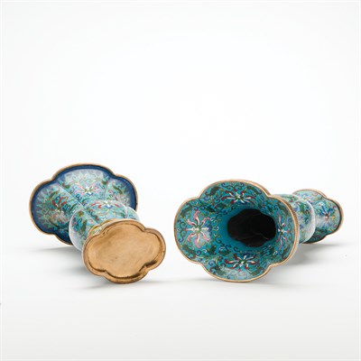Lot 296 - Pair of Chinese Cloisonne Enamel Vases 19th...