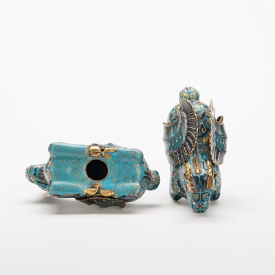 Lot 299 - Pair of Chinese Cloisonne Mythical Rams Qing...