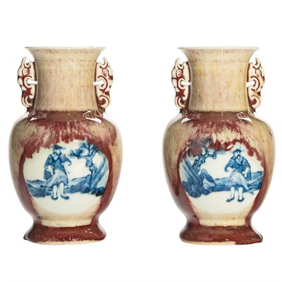 Lot 411 - Pair of Chinese Blue and White and Flambe...